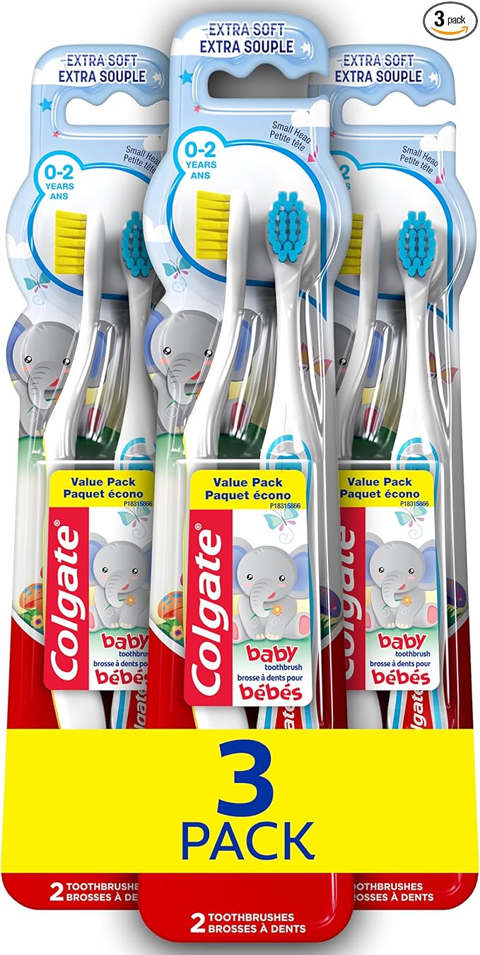 Colgate My First Baby and Toddler Toothbrush, Extra Soft Toothbrush, 6 Count