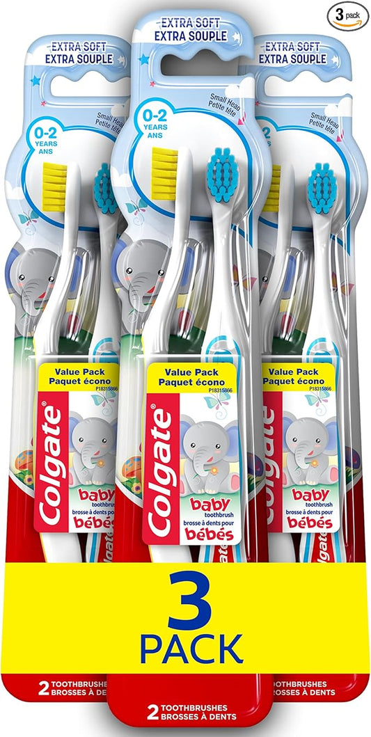 Colgate My First Baby and Toddler Toothbrush, Extra Soft Toothbrush, 6 Count