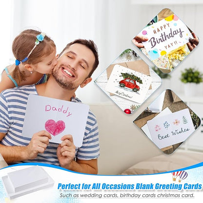 Sabary 100 Pcs Blank Watercolor Cards and Envelopes Set 140lb Heavyweight White Blank Cards Watercolor Greeting Cards Bulk for Painting Invitations Notes Wedding(5 x 7 Inch)