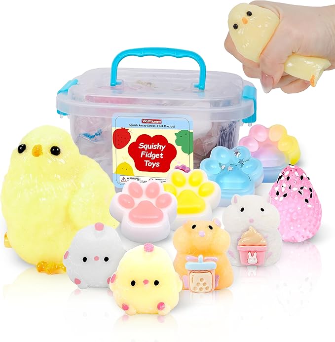 10 Pack Taba Squishy Toys kit with Toy Box & Cute Stickers, Kawaii taba Squishies Stress Relief Toys Party Favors for Kids 4-8 8-12, Squishy Fidget Toys for Kids, Birthday Gifts Toys for Girls 8-10
