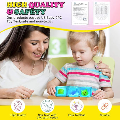 Squishy Stress Cube Fidget Toys Adults - Glow in The Dark Sensory Toys for Kids with Autism Stress Balls for Kids Teens Squeeze Toys for Anxiety Easter Basket Stuffers
