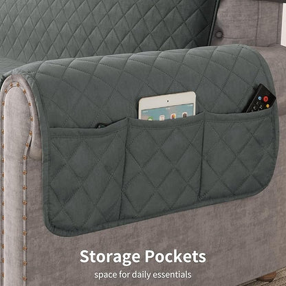 CHUN YI Couch Cover, Water Resistant Slipcover for 3 Cushion Sofa, Washable Sofa Cover with Adjustable Strap Storage Pocket for Living Room Dog Pet (Sofa, Dark Grey)