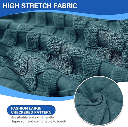 MAXIJIN Recliner Cover Slipcovers for Living Room 4 Pieces Stretch Jacquard Recliner Chair Cover Soft Fitted Recliner Protector with Elastic Bottom for Kids, Pets (Recliner, Peacock Blue)