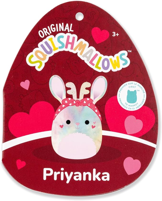Squishmallows Original 12in Priyanka The Rainbow Jackalope with Hearts Headband – Official Jazwares Plush (Medium)