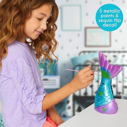 Just My Style Paint Your Own Mermaid Bank by Horizon Group USA. Paint & Decorate Your Own Coin Bank with Color Changing Sequin Decal & Metallic Holographic Paints, Blue