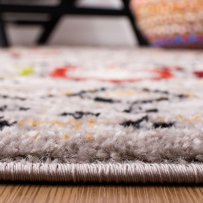 SAFAVIEH Amsterdam Collection Accent Rug - 3' x 5', Light Grey & Multi, Moroccan Boho Design, Non-Shedding & Easy Care, Ideal for High Traffic Areas in Entryway, Living Room, Bedroom (AMS108G)