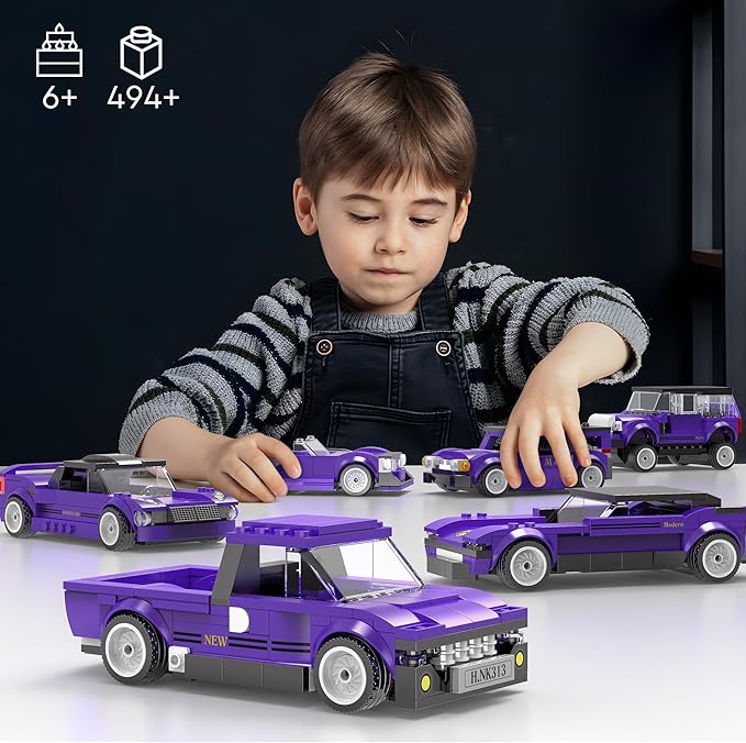 Educiro 6 In1 Speed Champions Car Building Set,Race Car Toy Model Gift for Kids, Girls, and Boys Ages 7-9 (494pcs)