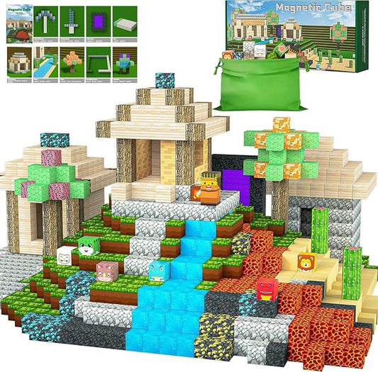 Magnetic Blocks - 104PCS Dinosaur Themed Magnetic Tiles, Build Mine Magworld Building Blocks, STEM Sensory Toys for Boys & Girls Age 3-8 9 10, Toddler Creative Learning Toys, Christmas Birthday Gifts