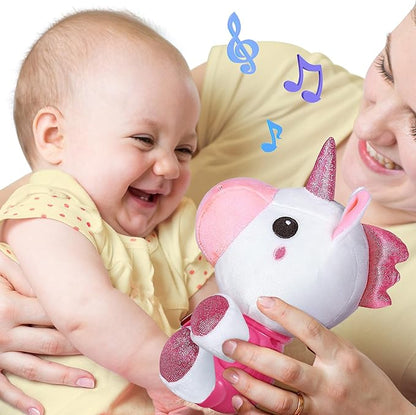 iPlay, iLearn Baby Unicorn Musical Toys, Newborn Girls Gift, Soft Plush Stuffed Animal, Infant Light Music Time, 1st Valentine's Easter Basket Stuffer 0 1 2 3 6 9 12 18 Month Age 1-3 Toddlers Boys