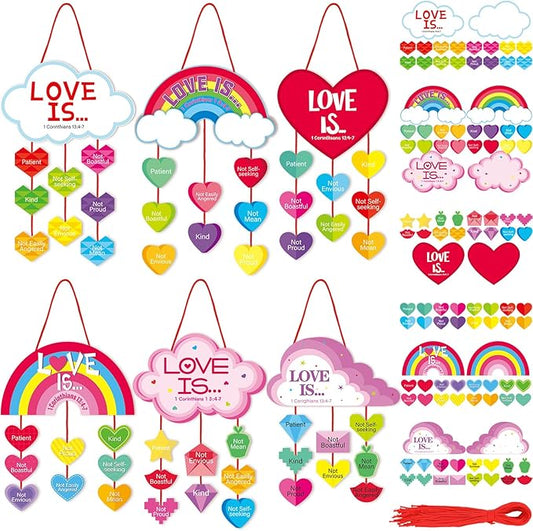 30 Sets Valentine's Day Crafts for Kids DIY Religious Valentines Heart Ornament Craft Kit Make Your Own Inspirational Valentines Gift for Valentine Sunday School Party Favor Game Activities
