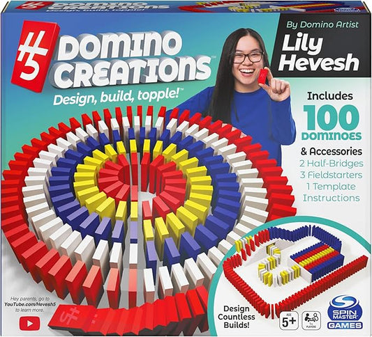 Spin Master Games, Lily Hevesh H5 Domino Creations 100-Piece Dominoes Set, Kids Games, Building Toys, Classic Game, Dominoes for Adults, Ages 5+