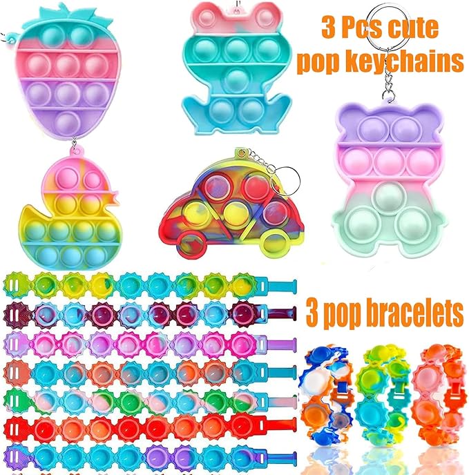 124 Pcs Party Favors for Kids,Pop Fidget Toys Bulk,Treasure Box Toys for Classroom Prizes,Pinata Filler, Goodie Bag Stuffers,Prize Box Toys,Treasure Chest Carnival Prizes for Boys Girls