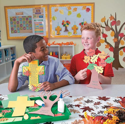 4E's Novelty Thanksgiving Craft for Kids (Makes 4) Includes - Thankful Tree, Turkey Plate Craft, Pilgrim Magnet, Turkey Monster - Foam Craft Dinner Activity for Toddlers, Kids, Adults