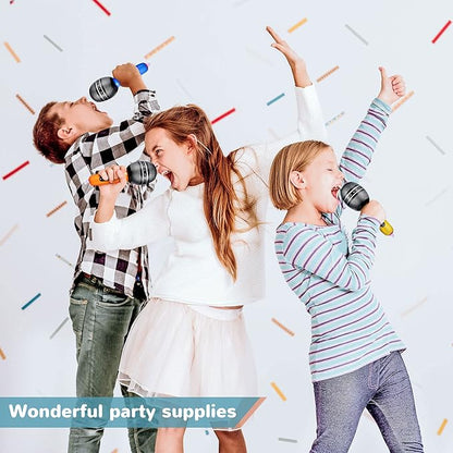 Zhanmai 12 Pieces Inflatable Microphones for Parties 9. 4 Inch Blow up Plastic Fake Microphone Props Toys for Musical Sing Concert Karaoke 80s 90s Party Cosplay Stage Decoration Supplies