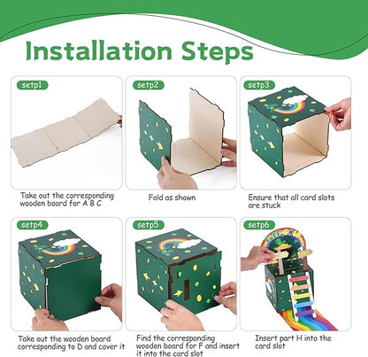 Leprechaun Trap Kit for Kids, St Patrick's Day Wood DIY Crafts Kit to Catch A Leprechaun, St Patricks Day Party Supplies Decorations Leprechaun Trap Toys Gifts for Kid Friends