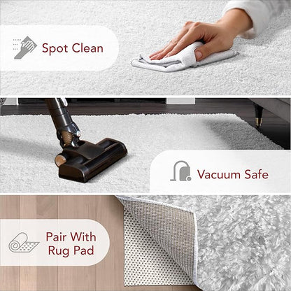 nuLOOM Gynel Solid 2x8 Runner Shag Rug for Living Room Bedroom Dining Room Nursery Entryway Hallway, Snow White