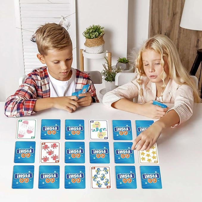 Card Games Go Fish,Old Maid,Slap Jack and Memory Match-4 Decks in 1 Pack,Classic Card Games for Kids Toddlers,Fun Kids Games for Family Party Game Night,Stocking Stuffers Gifts for Boys and Girls