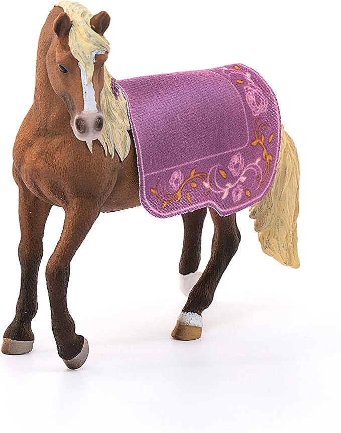 Schleich Horse Club Paso Fino Stallion Show Horse Figurine Toy - Realistic Detailed Show Horse Toy with Saddle Cover and Real Horse Details, for Boys and Girls, Gift for Kids Ages 5+