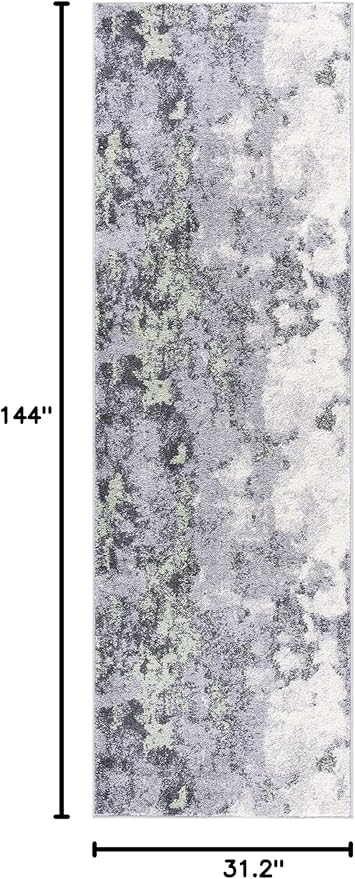 SAFAVIEH Adirondack Collection Runner Rug - 2'6" x 12', Green & Grey, Modern Abstract Design, Non-Shedding & Easy Care, Ideal for High Traffic Areas in Living Room, Bedroom (ADR134F)