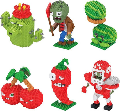 Plants vs. Zombies Building Blocks 2090 PCS Contain Flag &Football Zombie/Melon-pult/Jalapeno/Cherry Bomb/Cactus Assembly Model Toys Set for Girls Boys Brithday, Christmas
