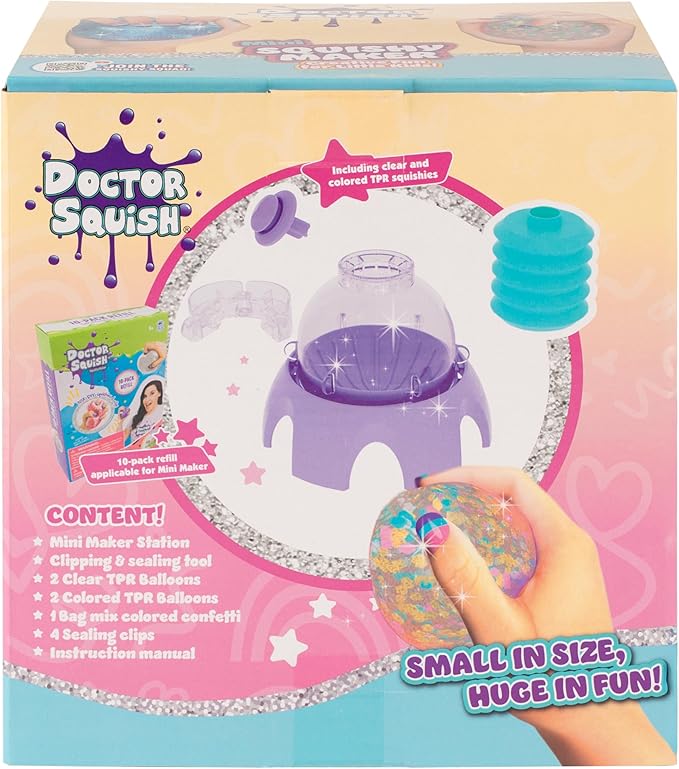 Doctor Squish Mini Squishy Maker | DIY Squishy Making Kit for Kids Ages 5 & Up | Make Your Own Squishies with TPR Balloons | Easy Maker Toy