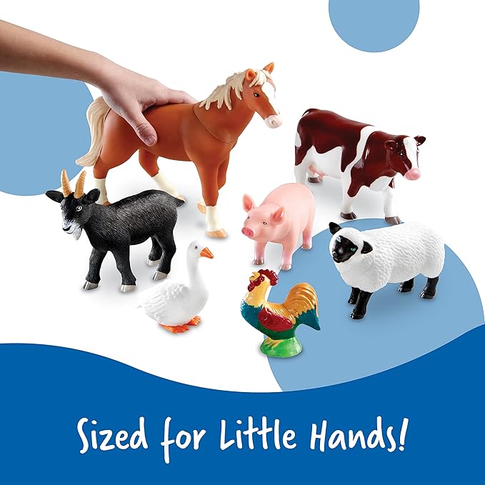 Learning Resources Jumbo Farm Animals, Animal Toy Set for Toddlers, 7 Pieces, Ages 18 Mos+