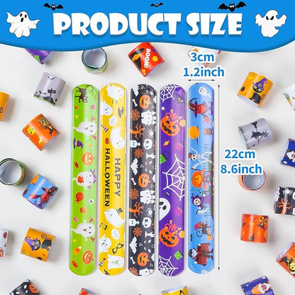 36 Pieces Halloween Slap Bracelet for Kids, 12 Styles Colorful Halloween Slap Wristbands Bulk for Kids Party Favors Toys Prizes Goodie Bags Fillers