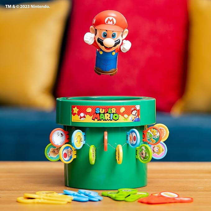 TOMY Pop Up Super Mario Kids Game - Super Mario Toys and Family Games for Game Night for Kids - Christmas Games and Ideas Board Games for Kids Ages 4 and Up