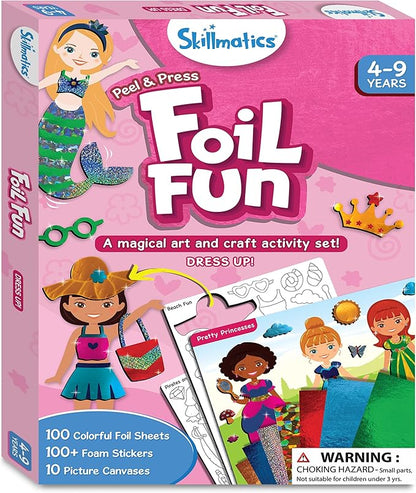 Skillmatics Art & Craft Activity - Foil Fun Dress Up, No Mess Art for Kids, Craft Kits & Supplies, DIY Creative Activity, Gifts for Girls & Boys Ages 4, 5, 6, 7, 8, 9, Travel Toys