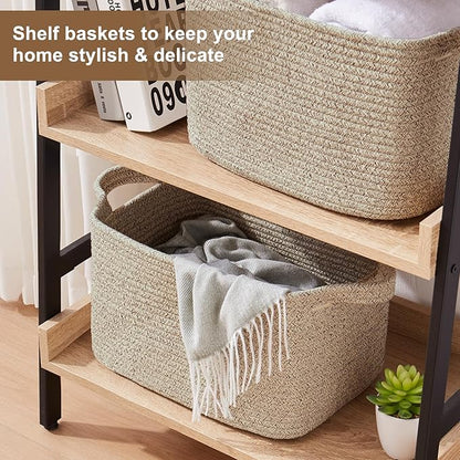 OIASKET Storage Basket for Organizing, Woven Baskets for Storage, Rectangle Decorative Baskets for Shleves, Closet, Toys, Books, Nursery Organizer Bins - Pack of 3 (Brown, 13"x9.85"x8.7")