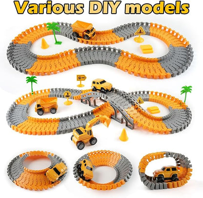 Race Tracks Toys for Kids Ages 3-5 - Best Birthday Gifts for 3 4 5 6 7 Year Old Boys, 220+ PCS Playset with 4 Construction Cars, Toddler Toy for Creative Play
