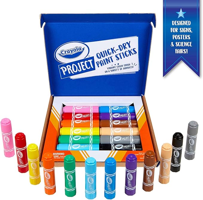 Crayola Quick Dry Paint Sticks, Amazon Exclusive Colors, Paint Set for Kids, 12 Count