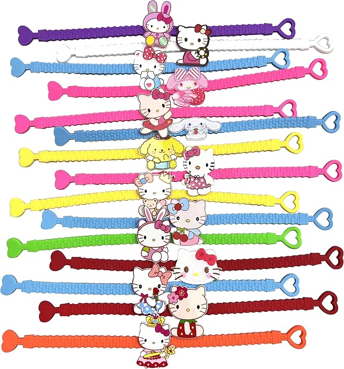 15pcs Cartoon Character Bracelets Wristband Bracelets for Birthday Party Supplies Favors Prize Rewards