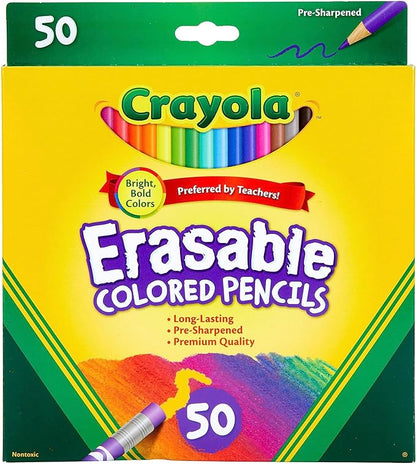 Crayola Erasable Colored Pencils (50ct), Bulk Colored Pencil Set, Pencils for Adult Coloring Books, Holiday Gift for Teens, 6+ [Amazon Exclusive]