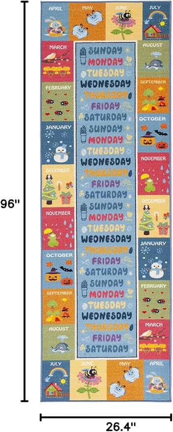 SAFAVIEH Kids Playhouse Collection Runner Rug - 2'2" x 8', Blue & Green, Non-Shedding Machine Washable & Slip Resistant Ideal for High Traffic Areas for Boys & Girls in Playroom, Bedroom (KPH224M)