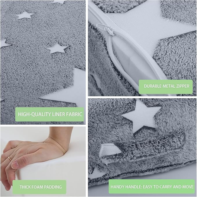 MeMoreCool Kids Couch, 10 Piece Modular Play Couch for Playroom, Fold Out Glow Star Toddler Bed, Foam Building Sofa for Boys and Girls