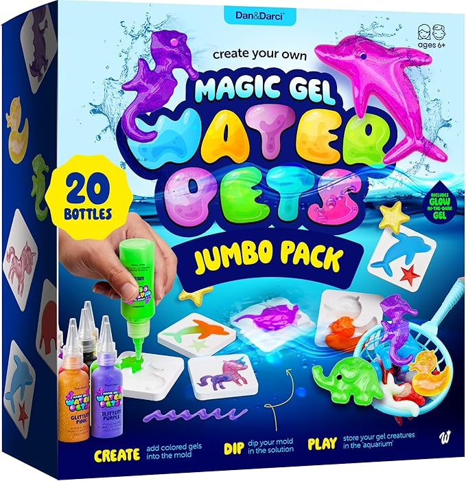 Dan&Darci Jumbo Aqua Fairy Water Gel Kit for Kids - Craft for Kids - Magic Elf Toy Kits - Water Pets - DIY Squishy Maker - Make Your Own Squishies Crafts - Gifts for Boys & Girls Ages 6-12