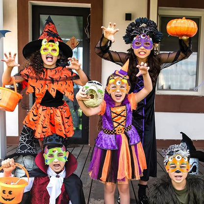 36 Set Monster Coloring Mask Halloween Paper Arts Crafts Kid Color Your Own Animal Blank DIY Mask Masquerade Birthday Dress-Up Party Decoration Favor School Classroom Activity Game Supplies