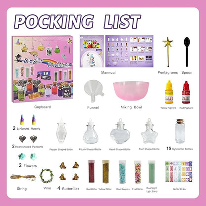 Fairy Mixies Potions Set with Magic for Kids, DIY 19 Bottles Mixies Potions for Christmas, Creativity‌ Art Craft Toy for Girls, Fun Birthday Gift Toys for Girl 6 7 8 9 10