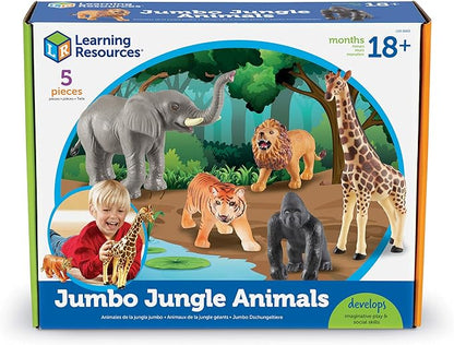 Learning Resources Jumbo Jungle Animals, Animal Toys for Kids, Safari Animals, 5 Pieces, Ages 18 months+