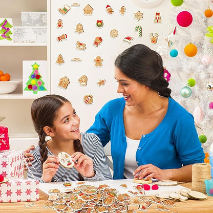 JULBEAR Gingerbread Foam Sticker, 300Pcs Christmas Snowflakes Candy Gingerbread Shapes Self Adhesive Foam Stickers for Kids Christmas Party Favors DIY Crafts Decorations Schools Crafts Projects