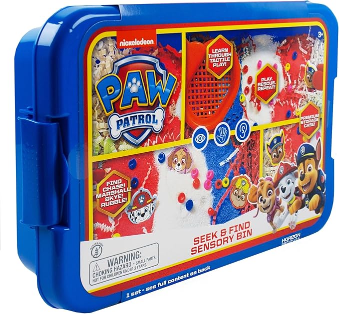 Official Paw Patrol Seek & Find Sensory Bin, Ready-to-Use Sensory Toys, Sensory Bin for Kids with Lid, Play Sand, Scoops & Tongs, Paw Patrol Toys, Sensory Toys for Toddlers 3-4