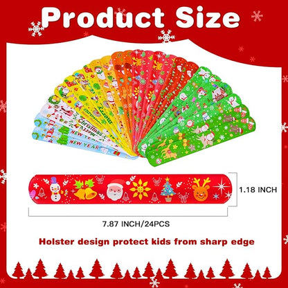 Garma 96Pcs Christmas Slap Bracelets Christmas Wristbands Rubber Band Christmas Silicone Bracelets for Kids Christmas Party Favors Christmas Stocking Stuffers Gifts (96)