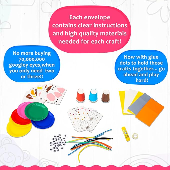 Crafty Mother 18 Awesome Paper Crafts Arts and Crafts Supplies – Award Winning Crafts for Kids Ages 4-8 Toddler Activities -Fun and Educational Kids Art Supplies Promote Motor Skills, Problem Solving