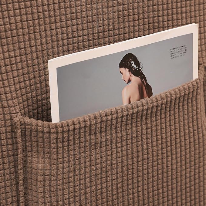 KEKUOU Recliner Chair Covers,Lazy Boy Recliner Covers Stretch Couch Cover Slipcovers 1 Piece Furniture Protector with Elastic Bottom for Kid,Dog(Recliner,Camel)