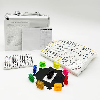 Mexican Train Dominoes Set, Double 12 Domine Set for Adults and Family, Classic 91 Tiles Board Grame with Aluminym Case
