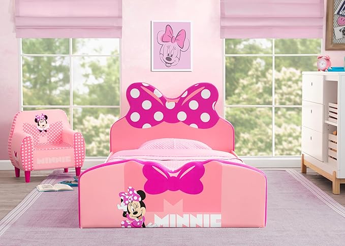Delta Children Disney Minnie Mouse Upholstered Twin Bed, Pink