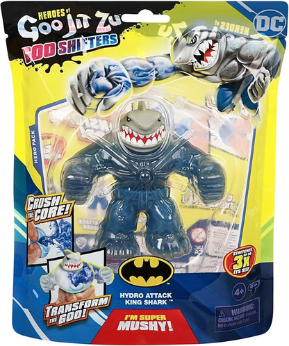 Heroes of Goo Jit Zu Goo Shifters DC Super Villain Stretchy Action Figure Hydro Attack King Shark. Incredibly Mushy DC 4.2" Toy Figure. Crush The Core!