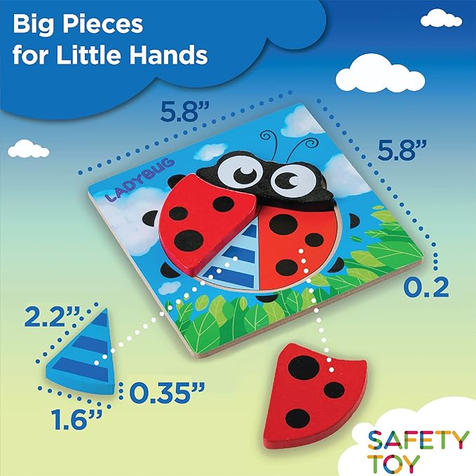 Wooden Puzzles for Toddlers 1-3 Girls & Boys, Sensory Toys, Educational Learning Toys: 4 Puzzles Ages 1-3, Gift Box, Storage Bag, Matching Coloring Book, Animals Puzzle for Toddlers Set of 4
