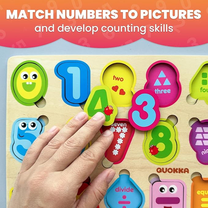 QUOKKA Wooden Puzzles for Toddlers 3-5 - Numbers Toddler Puzzles 1-3 Years Old - Digits Gift Educational Toys for Boys and Girls - Wood Games for Children's Learning 2-4